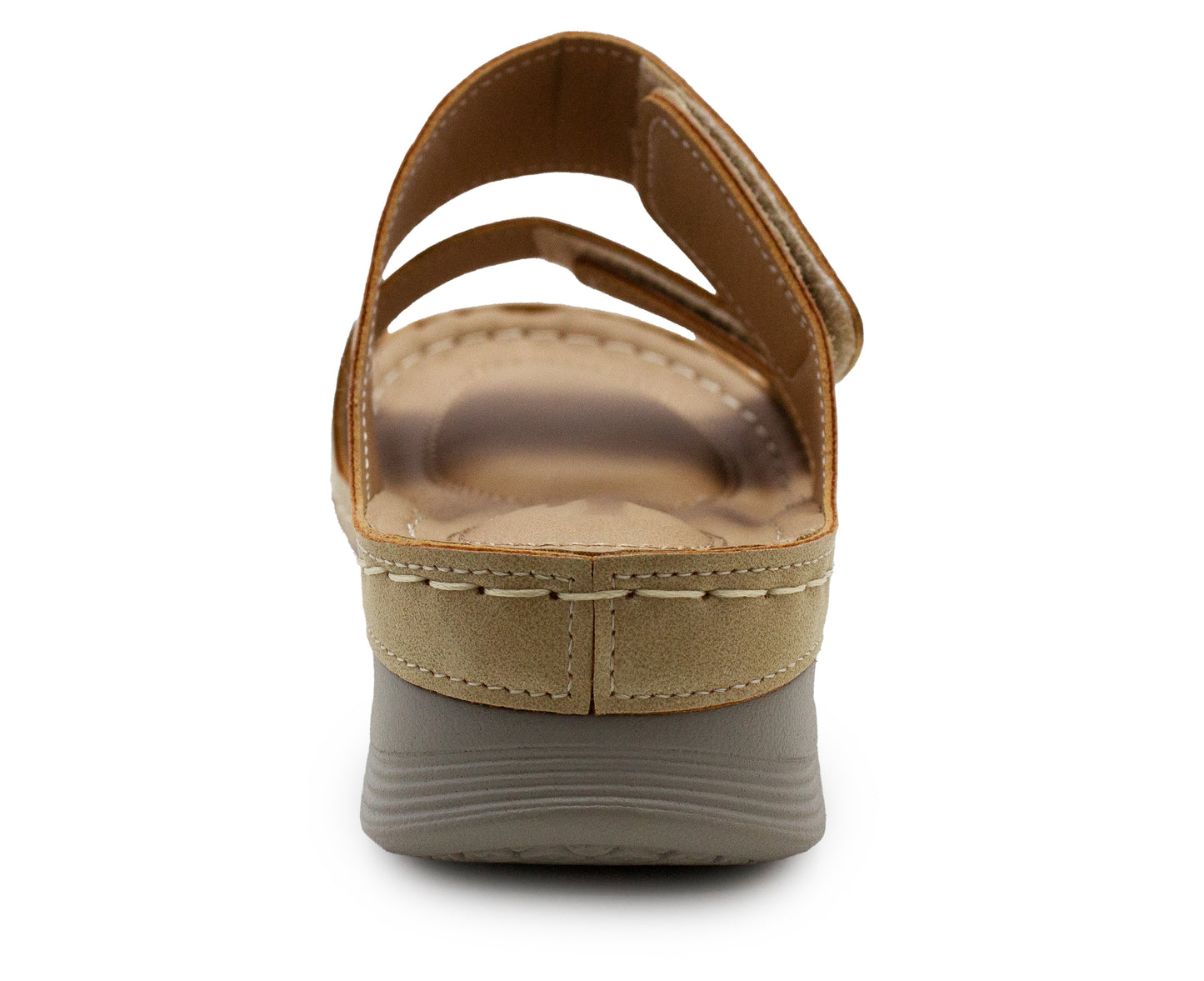 Womens Backless Sandals Touch Fasten Low Wedge Heel Open Toe Metallic Summer Ladies Fashion Sandal Beach Slides Shoes Gold