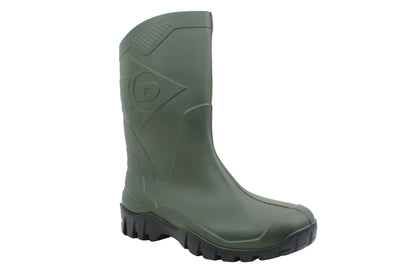 Dunlop DEE Mens Wellington Waterproof Rain Boots in Half Length Green