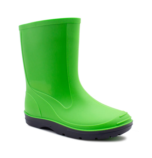 Kids Wellies Boys Slip On Mid Calf Waterproof Puddle Rain Mud Snow Youth Wellington Boots Green