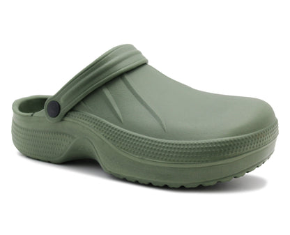 Womens Lightweight Clogs EVA Slip On Garden Adjustable Strap Summer Beach Hospital Nurse Kitchen Chef Water Shoes Sandals in Green