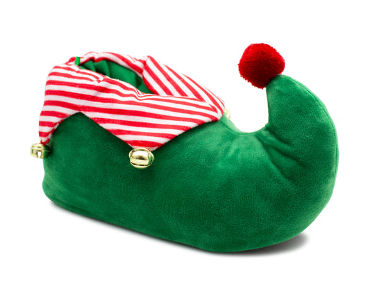 Unisex Mens Womens Elf Christmas Slippers Jingle Bells Plush Novelty Slippers Slip On Fancy Dress Fun Festive Costume House Shoes