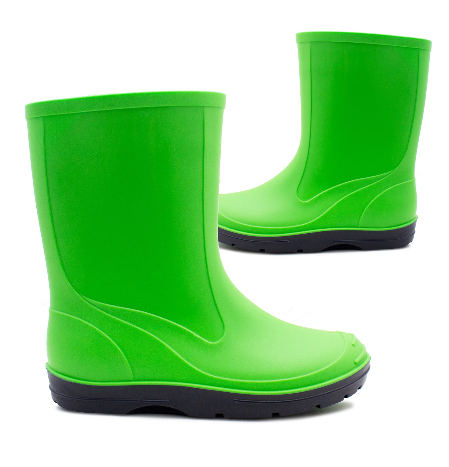 Kids Wellies Boys Slip On Mid Calf Waterproof Puddle Rain Mud Snow Youth Wellington Boots Green