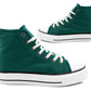 Womens High Top Canvas Trainers Green Lace Up Platform Baseball Sneakers Ladies Chunky Sole Flat Fashion Hi-Top Pumps