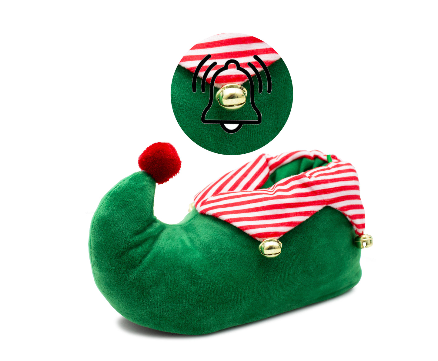 Kids Elf Slippers Unisex Christmas Novelty Jingle Bells Boys Girls Plush Slippers Slip On Fun Festive Costume House Shoes