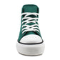 Womens High Top Canvas Trainers Green Lace Up Platform Baseball Sneakers Ladies Chunky Sole Flat Fashion Hi-Top Pumps