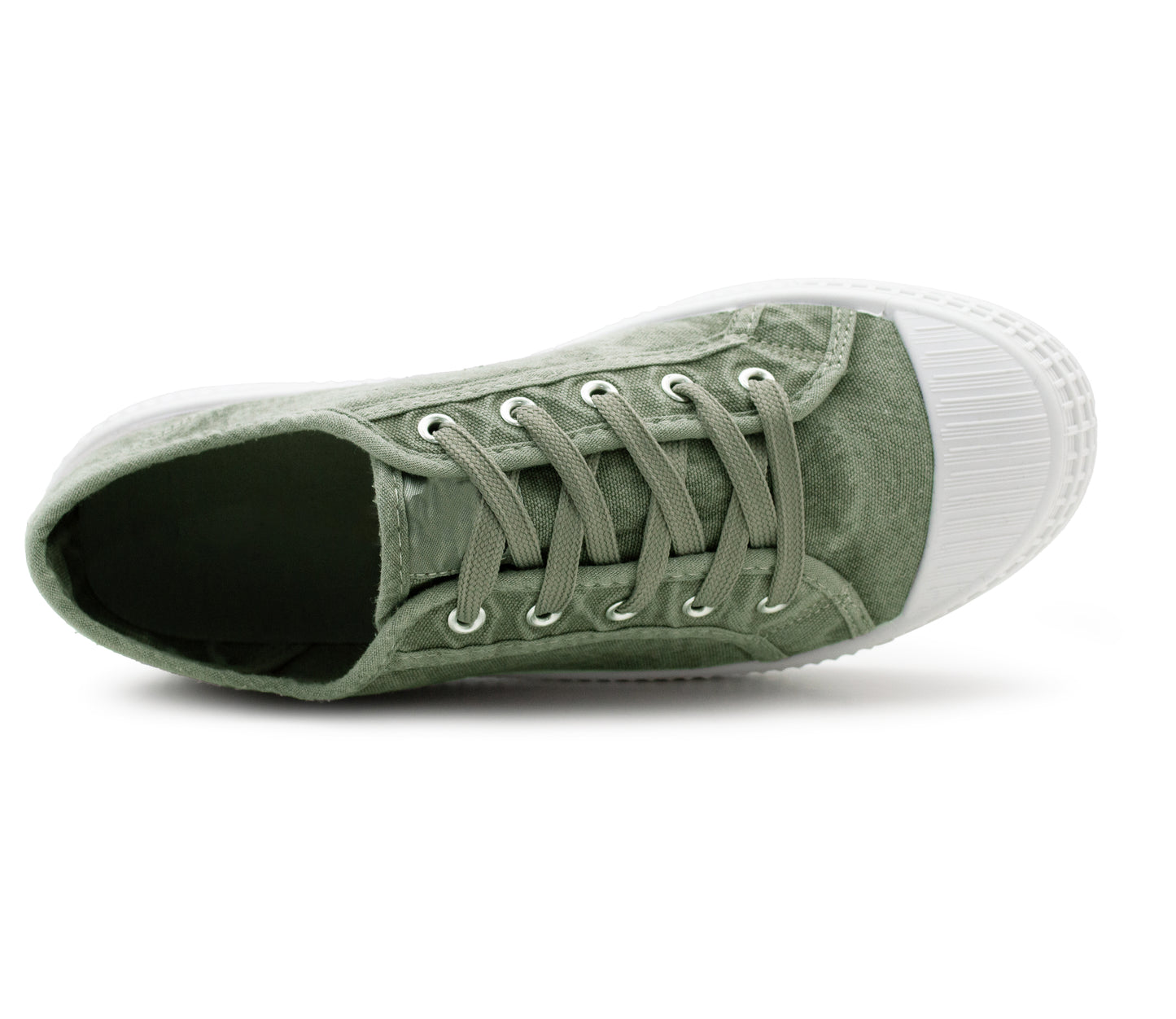Womens Canvas Green Lace Up Trainers Flat Sole Baseball Sneakers Ladies Flat Low Top Fashion Trainer Pumps