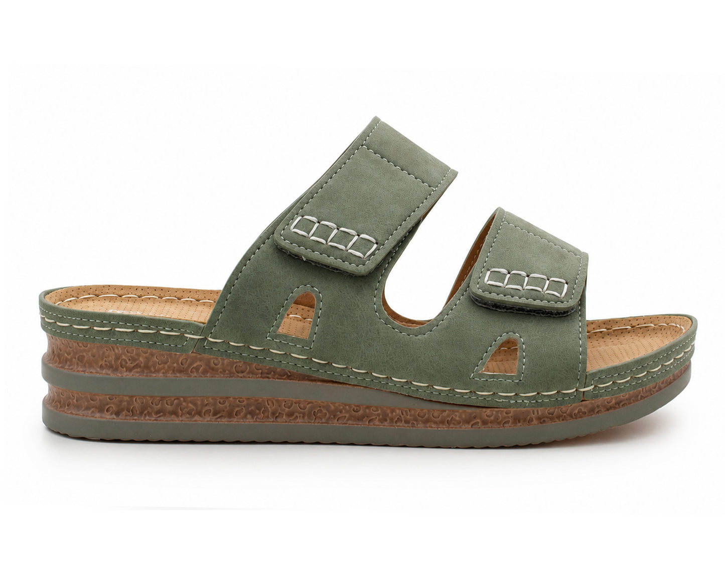 Womens Wedge Sandals Slip On Touch Fasten Backless Fashion Slides Ladies Lightweight Summer Beach Casual Shoes