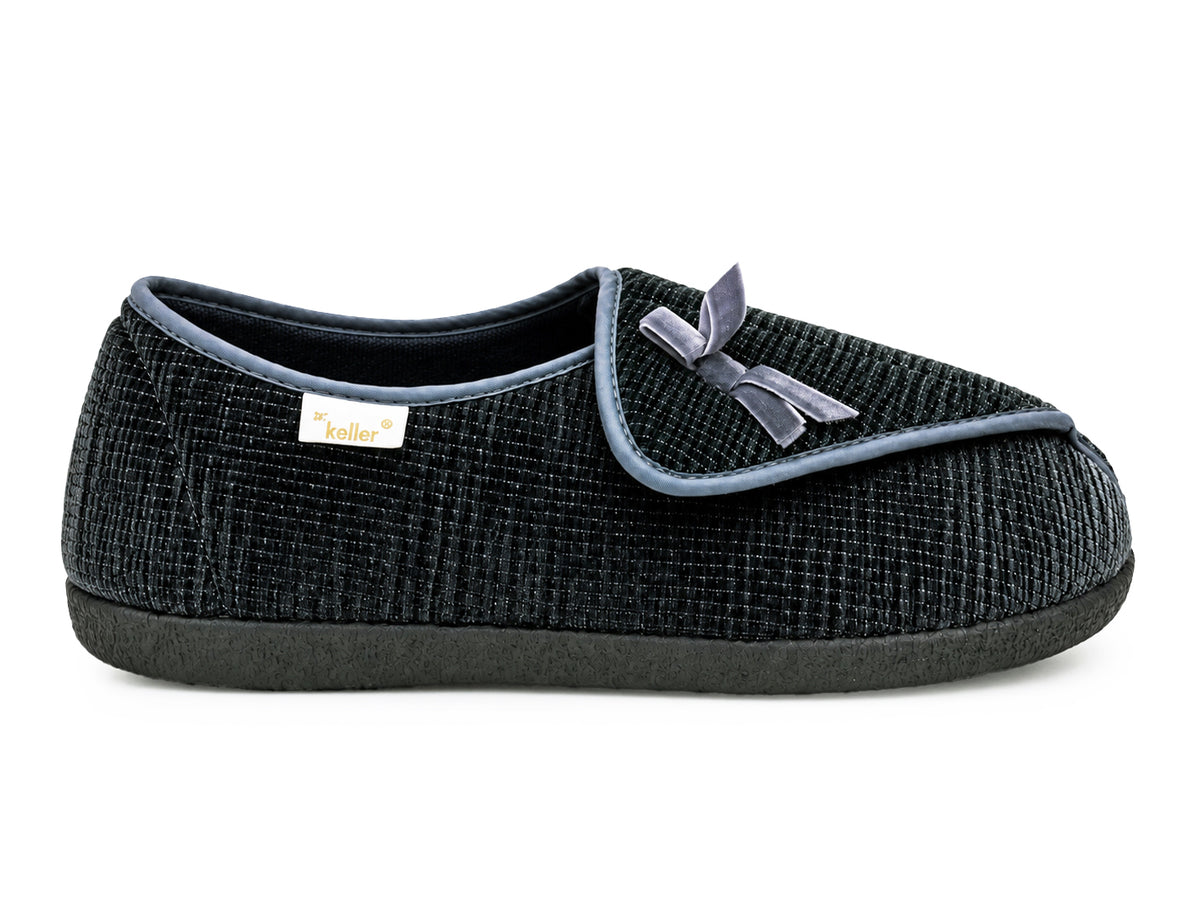 Womens EE Wide Fit Slippers Memory Foam Wide Opening Adjustable Ladies Touch Fasten House Shoes