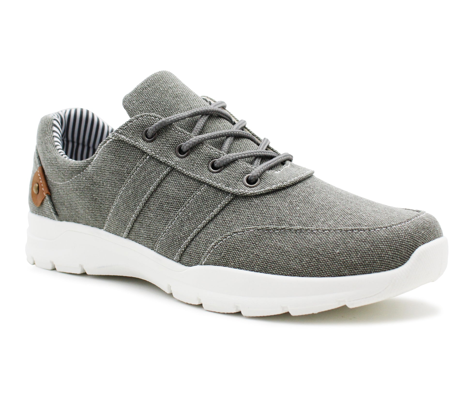 Mens Canvas Denim Lace Up Trainers Grey Smart Casual Flat Low Top