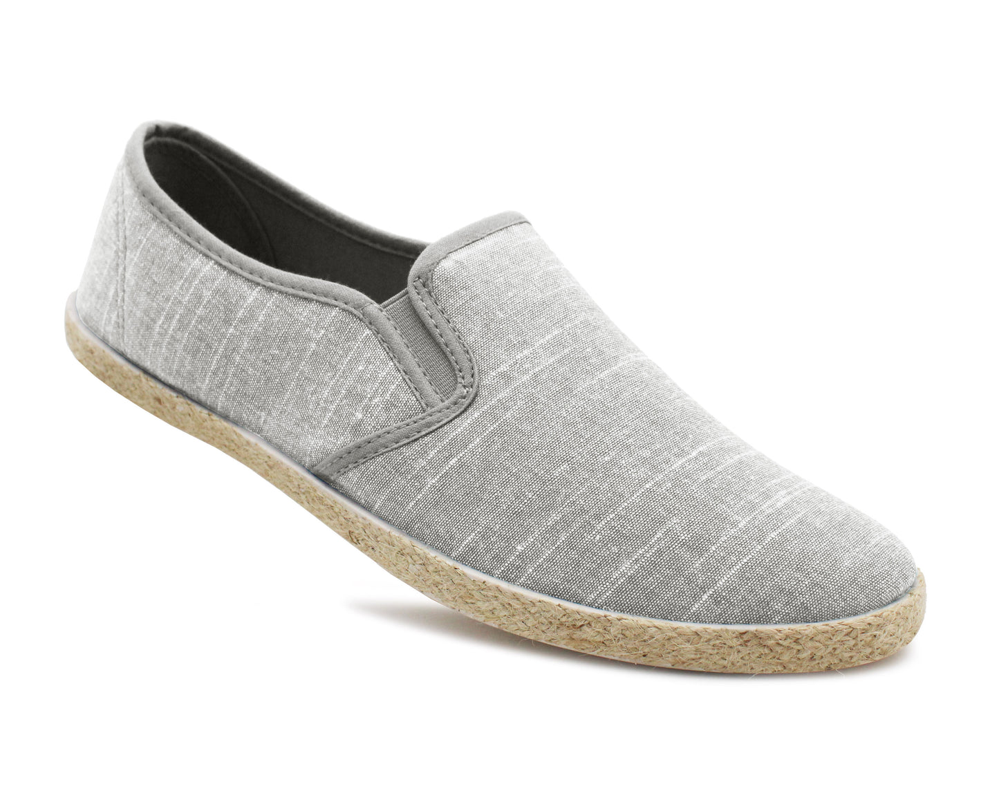 Mens Canvas Slip On Plimsoll Trainers Casual Flat Deck Shoe Boat Sneaker Pumps Grey