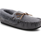 Womens Grey Faux Fur Lined Moccasins Indoor Winter Loafer House Shoes Moc Slippers