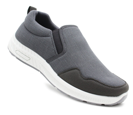 Mens Breathable Mesh Slip On Trainers Casual Flat Sneaker Pumps Grey