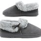 Ladies Faux Fur Lined Slippers Womens Warm Winter Slip On Hard Sole House Shoes