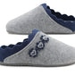 Womens Grey Felt Backless Slippers Ladies Slip On Mules Casual Indoor House Shoes