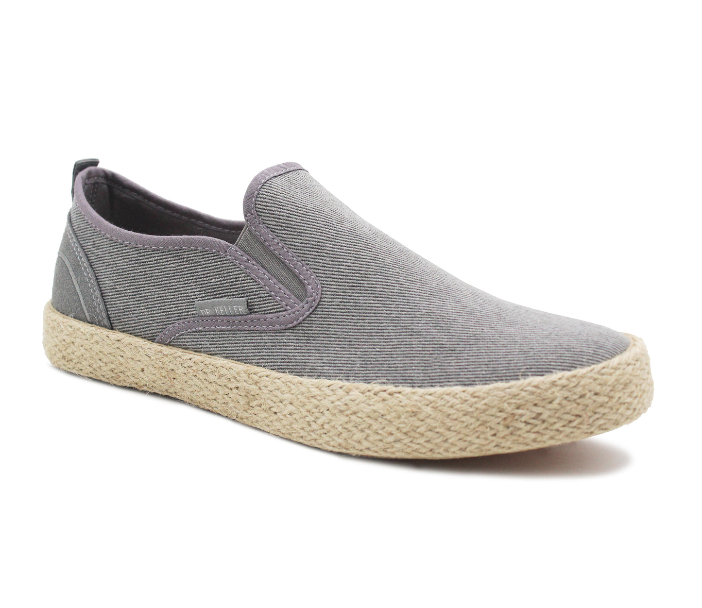 GRAHAM Mens Canvas Slip On Denim Boat Pumps in Grey