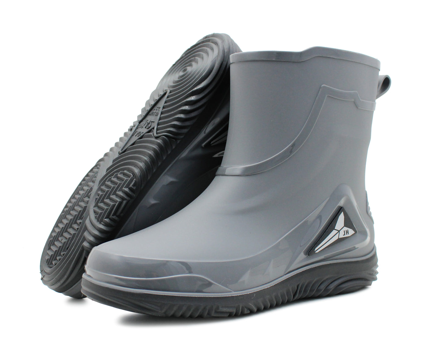 Mens Short Ankle Boot Grey Wellies Waterproof Mid Calf Slip On Rain Boot Snow Farm Gardening Outdoor Festival Wellington Boots