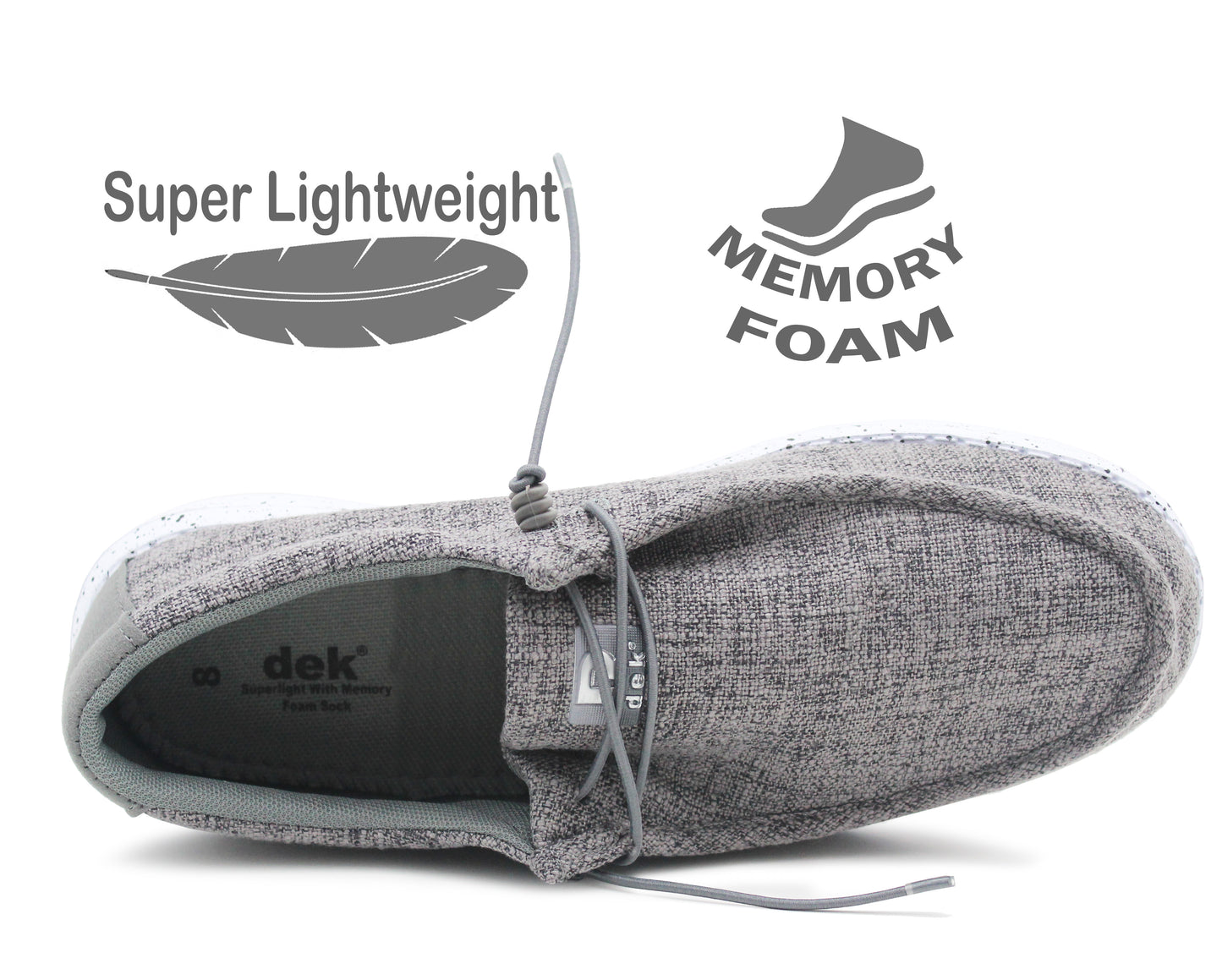 Mens Super Lightweight Slip On Memory Foam Elastic Laces EVA Foam Sole Casual Sneaker Wallabee Trainers Shoes Grey