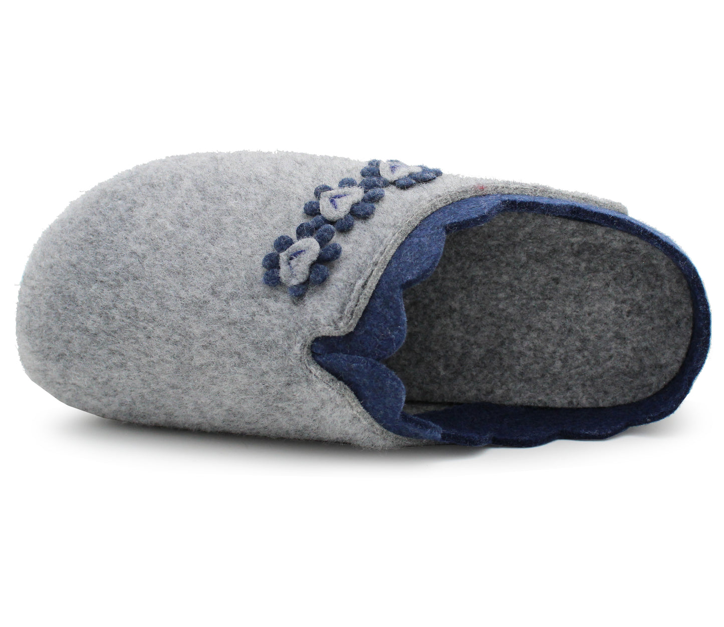 Womens Grey Felt Backless Slippers Ladies Slip On Mules Casual Indoor House Shoes