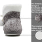 Womens Winter Grey Ankle Slippers Boots Knitted Faux Fur Lined Slip On Plush Cosy Lightweight Pom Pom Booties