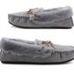 Womens Grey Faux Fur Lined Moccasins Indoor Winter Loafer House Shoes Moc Slippers