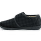 Mens Slippers Check Faux Fur Lined Thermal Wide Open Touch Fasten Straps House Shoes Grey