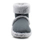 Womens Faux Fur Slipper Boots Warm Lined Ladies Plush Slippers Ankle Booties Lightweight Cosy Winter House Shoes Non-slip Sole Bootees Grey