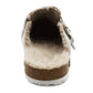 Womens Winter Grey Slippers Faux Fur Lined Suede Clogs Slip On Adjustable Buckle Cork Footbed Backless Mules Ladies Casual Slippers