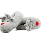 Womens Reindeer Novelty Slippers Character Grey Plush Ladies Festive Fun Christmas Fluffy Animal Slippers