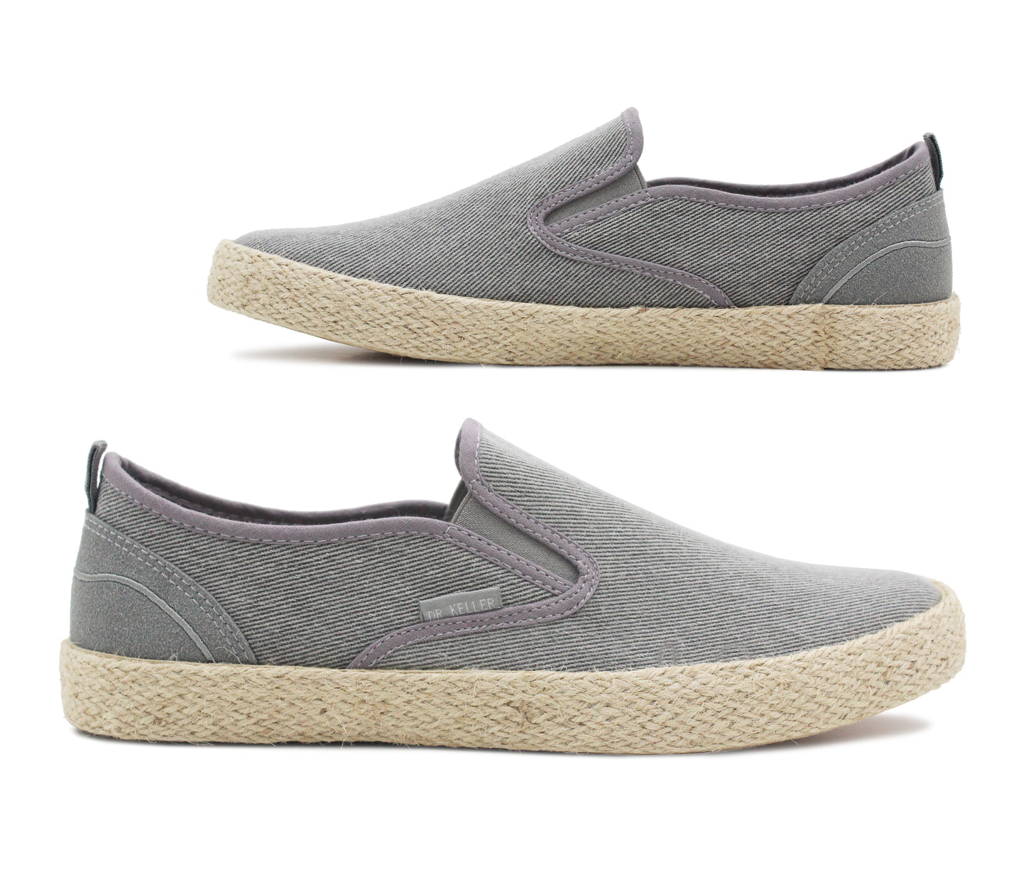 GRAHAM Mens Canvas Slip On Denim Boat Pumps in Grey