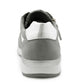 Womens Lace Up Trainers with Side Zip Fastening Ladies Fashion Sneaker Grey Metallic Casual Sports Shoes