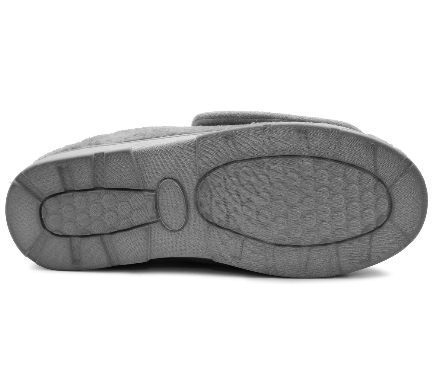 Dr Keller Womens Diabetic Wide Opening Slippers Grey Fur Touch Fasten Ladies Lightweight Slip On Soft House Shoes