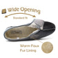 Womens Velour Slippers Faux Fur Lined Ladies Winter Wide Opening Diabetic Orthopaedic House Shoes