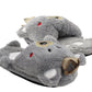 Womens Ladies Lightweight Padded Warm Slip On Teddy Bear Novelty Grey Winter Slippers