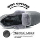 Mens Winter Slippers Grey Cord Faux Fur Lined Thermal Wide Opening Touch Fasten Slippers