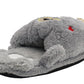 Womens Ladies Lightweight Padded Warm Slip On Teddy Bear Novelty Grey Winter Slippers