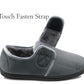 Mens Winter Slippers Grey Cord Faux Fur Lined Thermal Wide Opening Touch Fasten Slippers