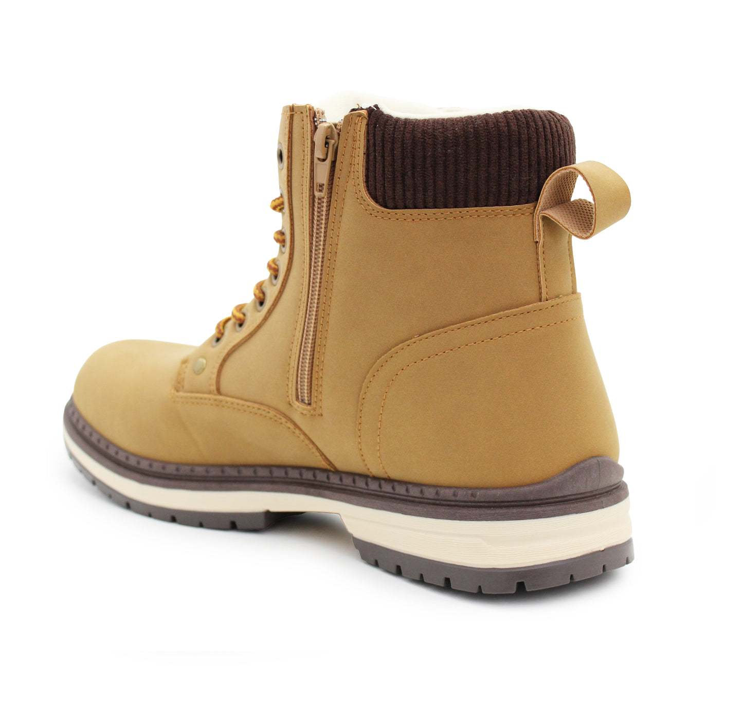 Mens Ankle Boots Faux Leather Smart Casual Lace Up Side Zip Padded Ankle Collar Fashion Combat Boots