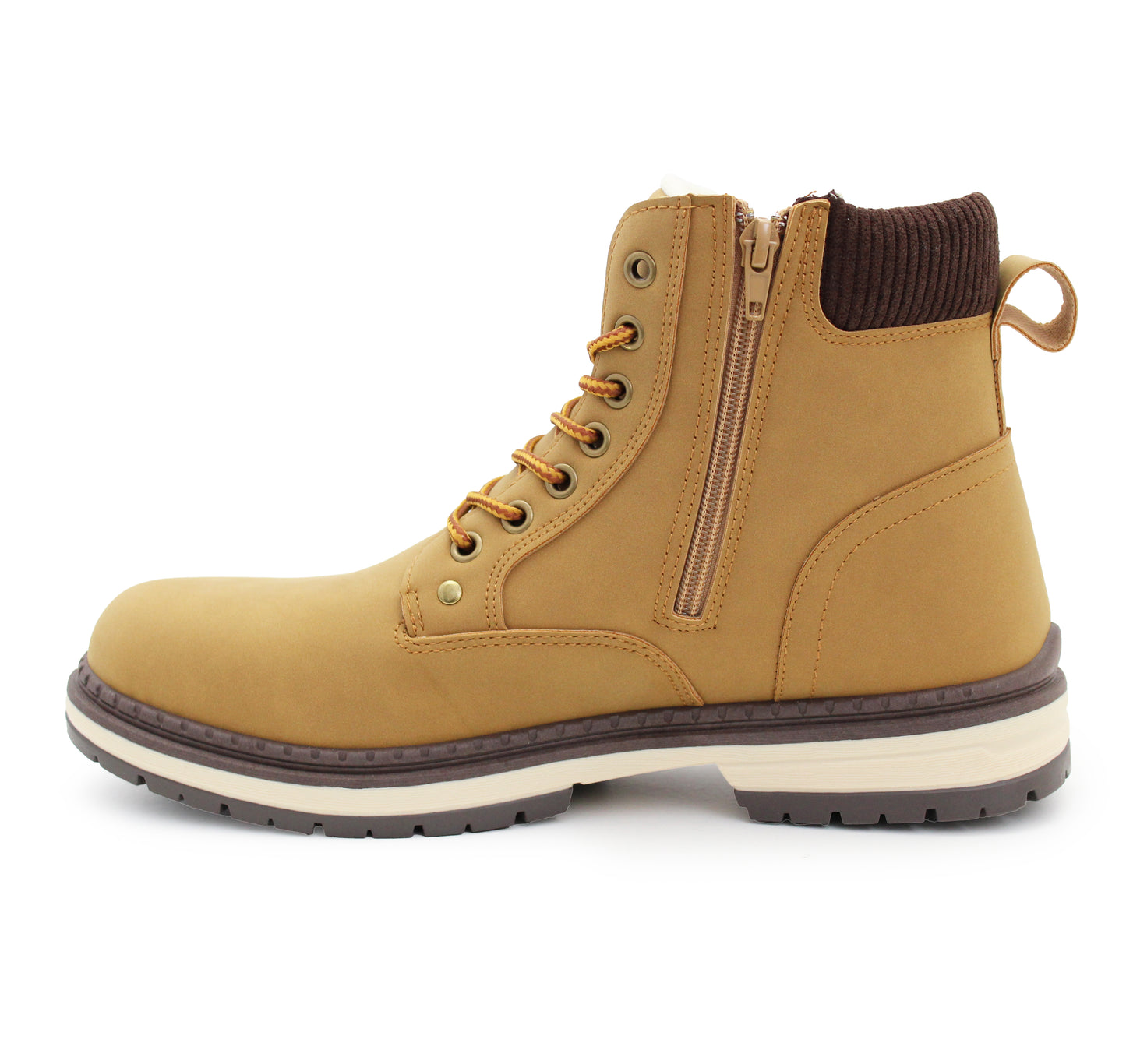 Mens Ankle Boots Faux Leather Smart Casual Lace Up Side Zip Padded Ankle Collar Fashion Combat Boots