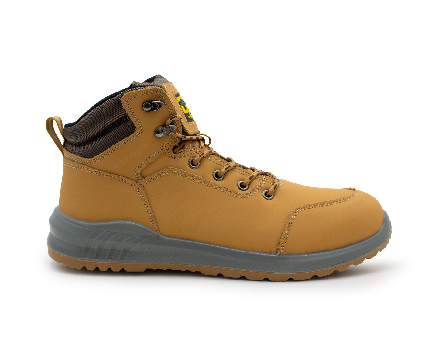 Mens Genuine Nubuck Leather Honey Safety Boots Steel Toe Padded Ankle Collar Work Boots