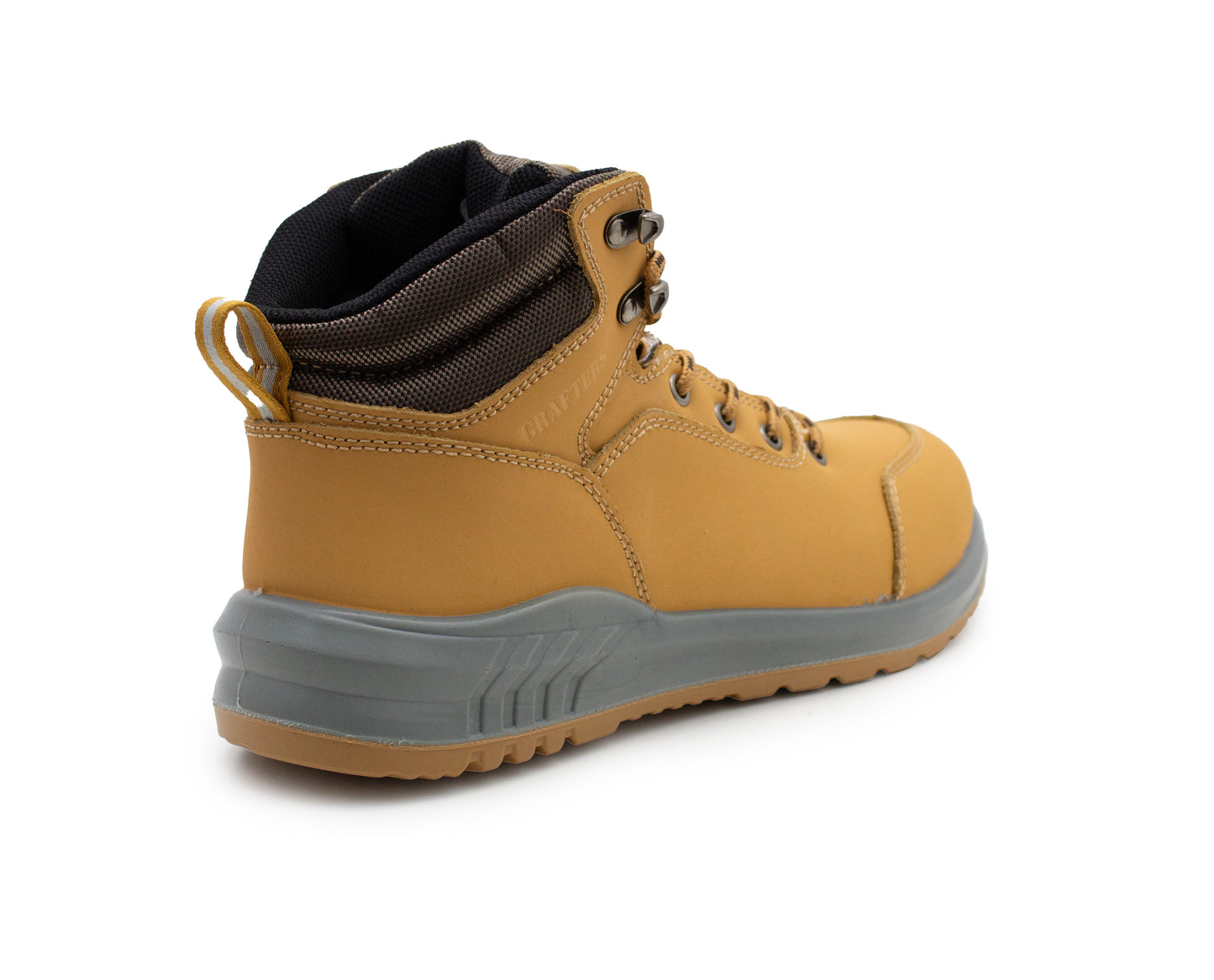 Mens Genuine Nubuck Leather Honey Safety Boots Steel Toe Padded Ankle Collar Work Boots