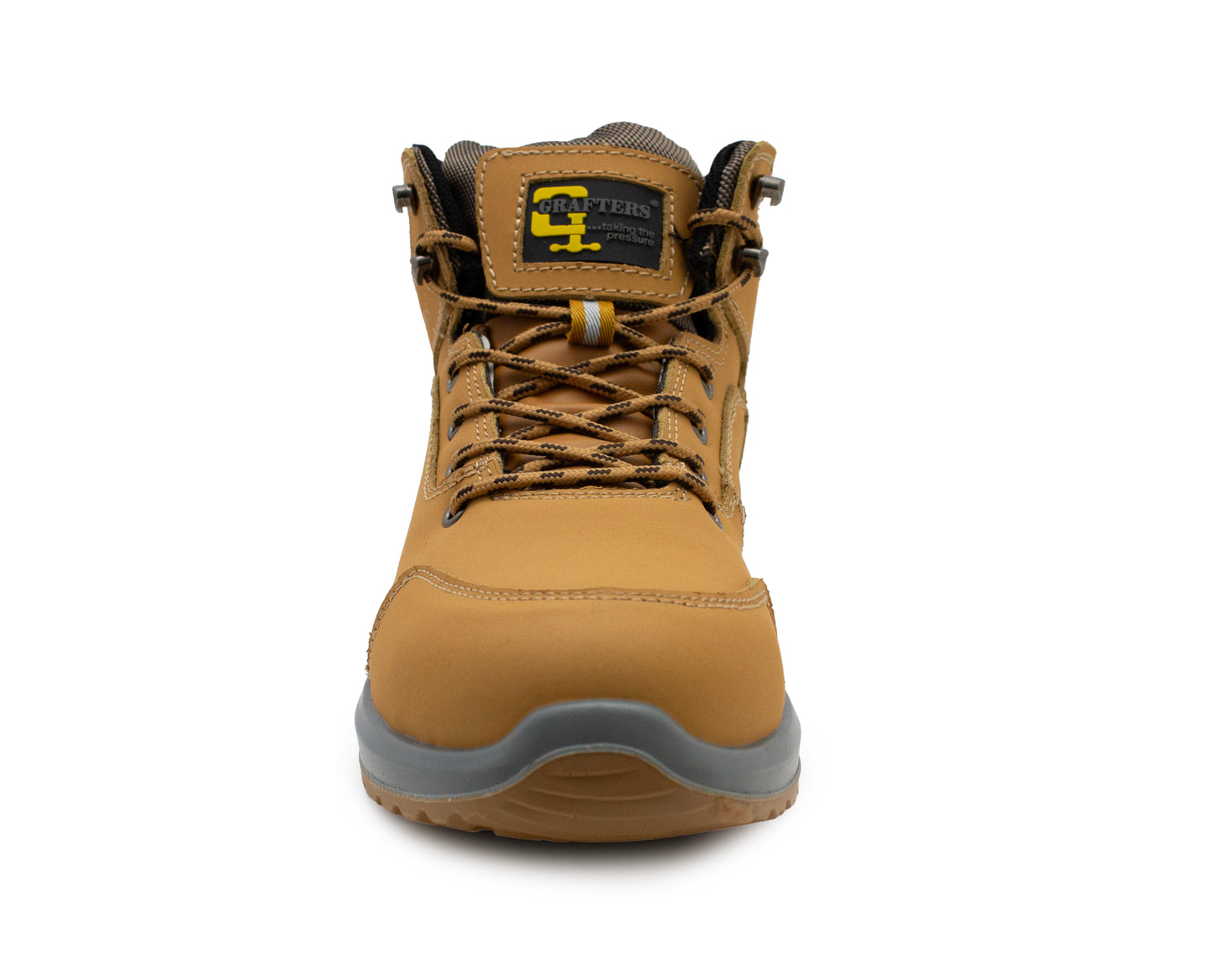 Mens Genuine Nubuck Leather Honey Safety Boots Steel Toe Padded Ankle Collar Work Boots