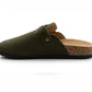 Womens Faux Suede Clogs Slip On Adjustable Buckle Cork Footbed Arch Support Ladies Backless Mules Flat Casual Slippers Khaki