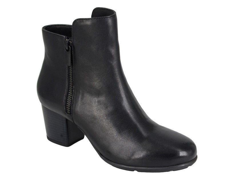 Womens Black Leather Zip Up Chelsea Ankle Boots