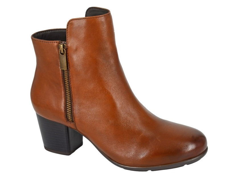 Womens Tan Leather Zip Up Chelsea Ankle Boots