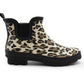 Womens Leopard Print Waterproof Ankle Boots Wellingtons Ladies Slip On Short Chelsea Rain Boots Festival Gardening Wellie Boots
