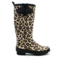 Womens Adjustable Calf Wellies Waterproof Ladies Fashion Festival Dog Walking Rain Mud Leopard Print Wellington Boots