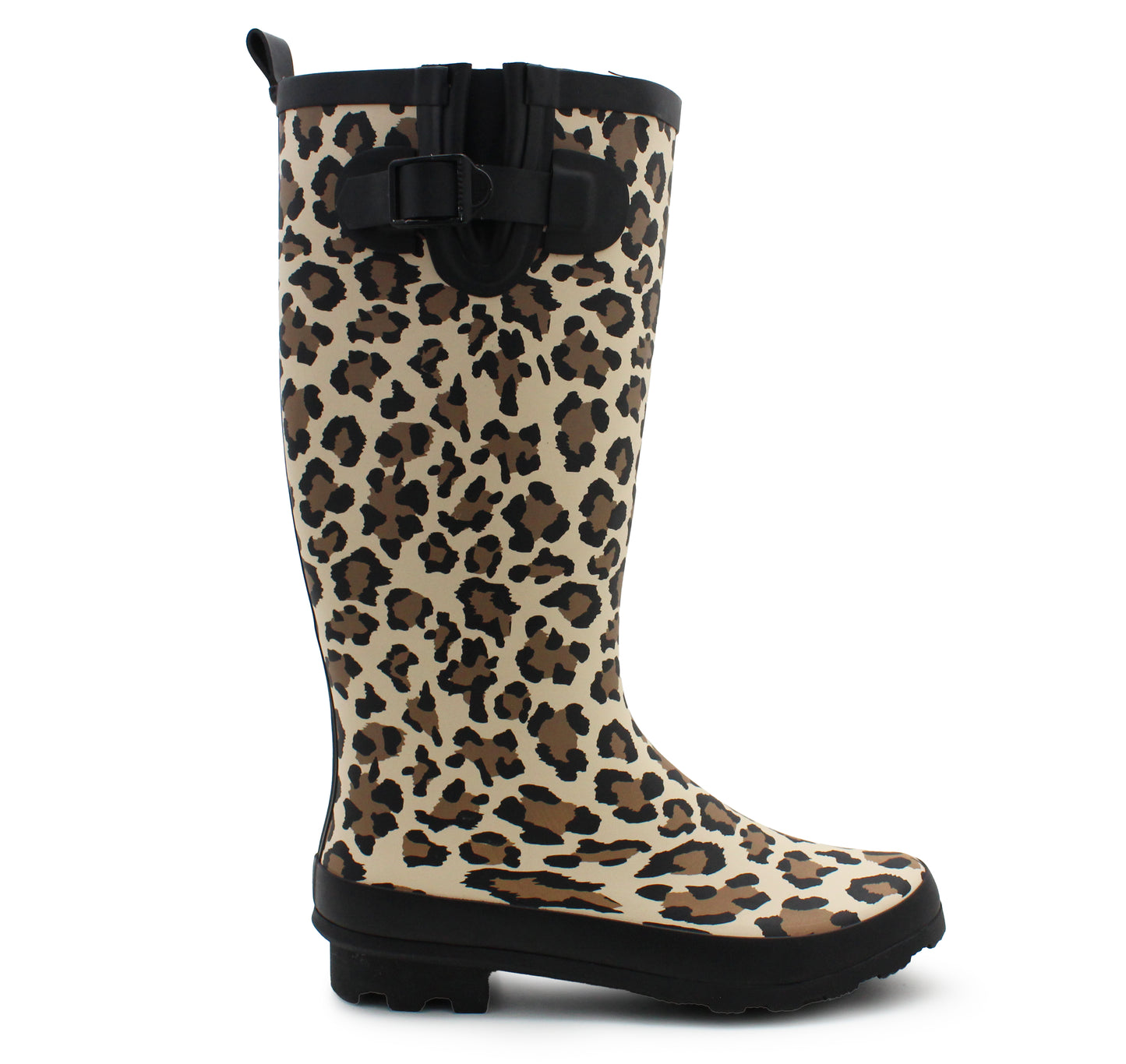 Womens Adjustable Calf Wellies Waterproof Ladies Fashion Festival Dog Walking Rain Mud Leopard Print Wellington Boots