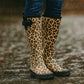 Womens Adjustable Calf Wellies Waterproof Ladies Fashion Festival Dog Walking Rain Mud Leopard Print Wellington Boots