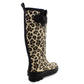 Womens Adjustable Calf Wellies Waterproof Ladies Fashion Festival Dog Walking Rain Mud Leopard Print Wellington Boots