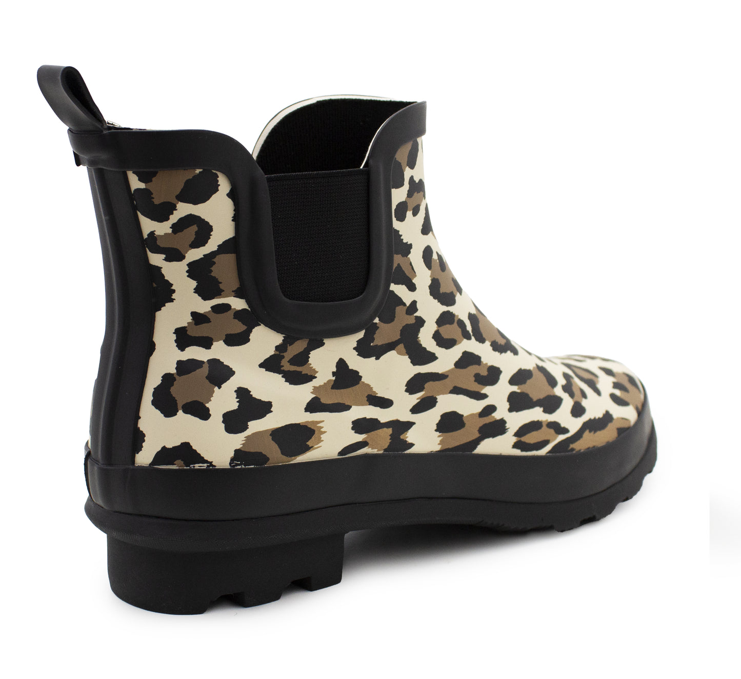 Womens Leopard Print Waterproof Ankle Boots Wellingtons Ladies Slip On Short Chelsea Rain Boots Festival Gardening Wellie Boots